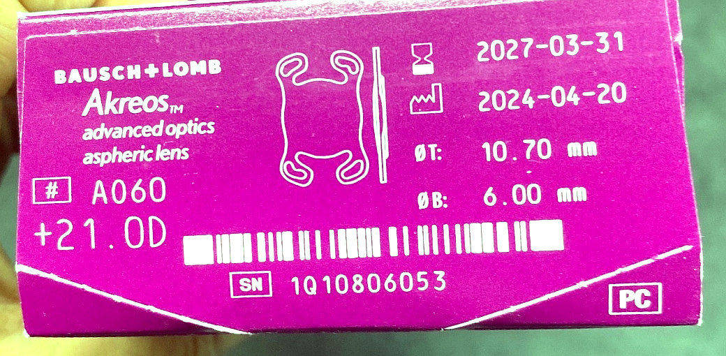 AO60 - BAUSCH & LOMB - Akreos Advanced Optics Aspheric Lens +21.00D, (BX/1)