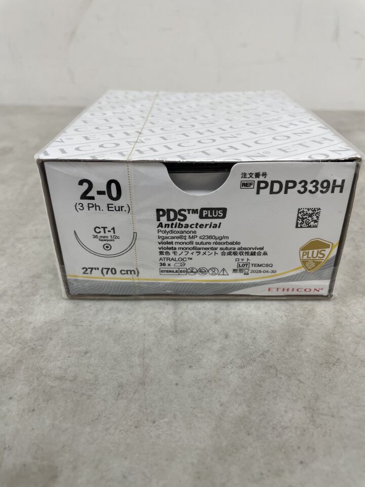 PDP339H - ETHICON - PDS Plus Absorbable Monofilament Suture, Size 2-0, 27 in. Length, CT-1 Needle , ( BX/36 ) - ( Expiry Date : 2028-04-30 )