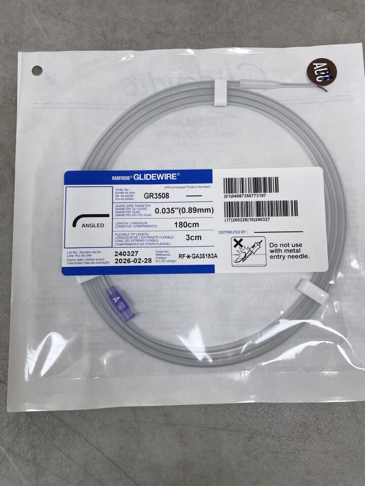 GR3508 - TERUMO - Glidewire Standard Hydrophilic Coated Guidewire, 0.035 in. dia. x 180 cm Length , ( EA ) - ( Expiry Date : 2026-02-28 )