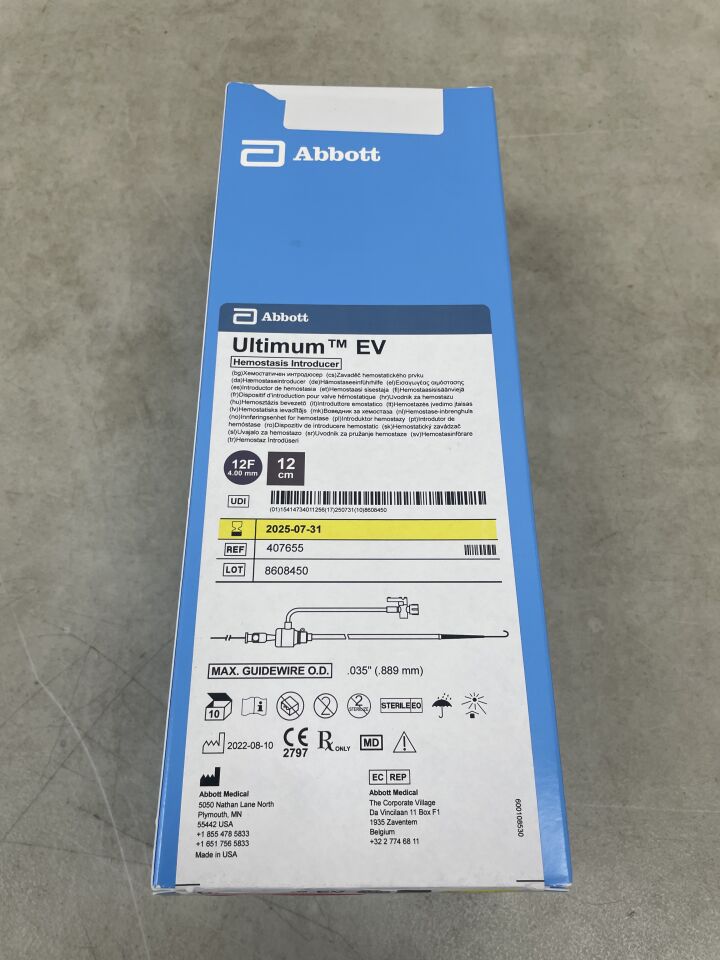 407655 - ABBOTT - Ultimum EV Hemostasis Introducer - 12Fr x 12cm, (BX/10)
