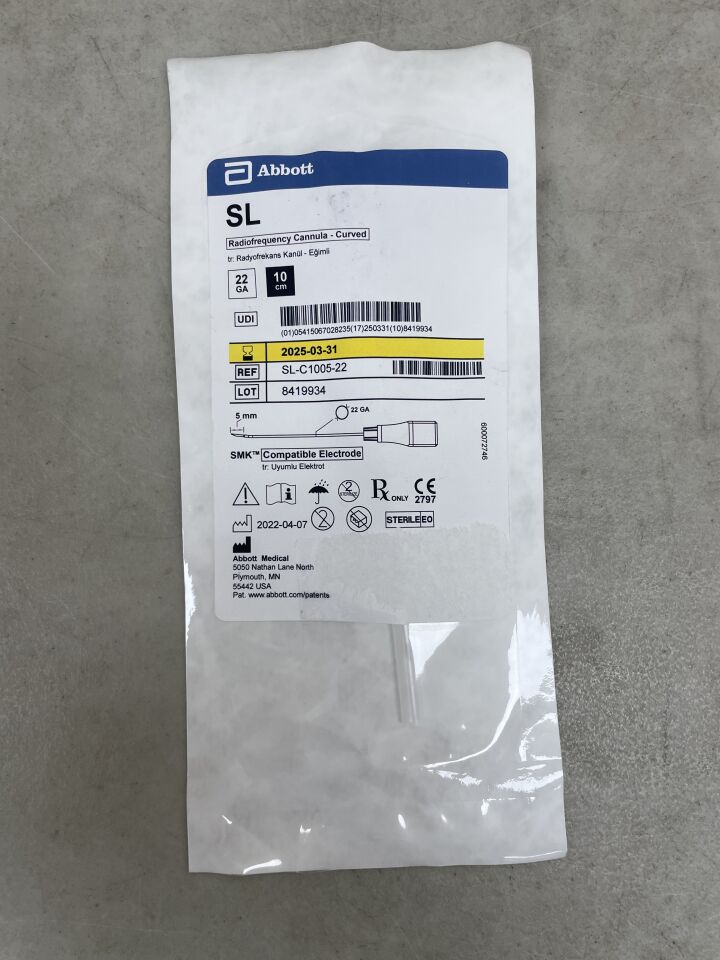 SL-C1005-22 - ABBOTT - SJM RF Cannula, Curved 10cm x 5mm, 22G, (EA)