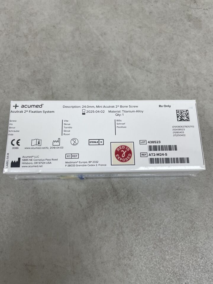 AT2-M24-S - ACUMED - Acutrak 2 Mini Headless Compression Bone Screw, 24mm, (BX/1) - ( Expiry Date: 2025-04-02 )