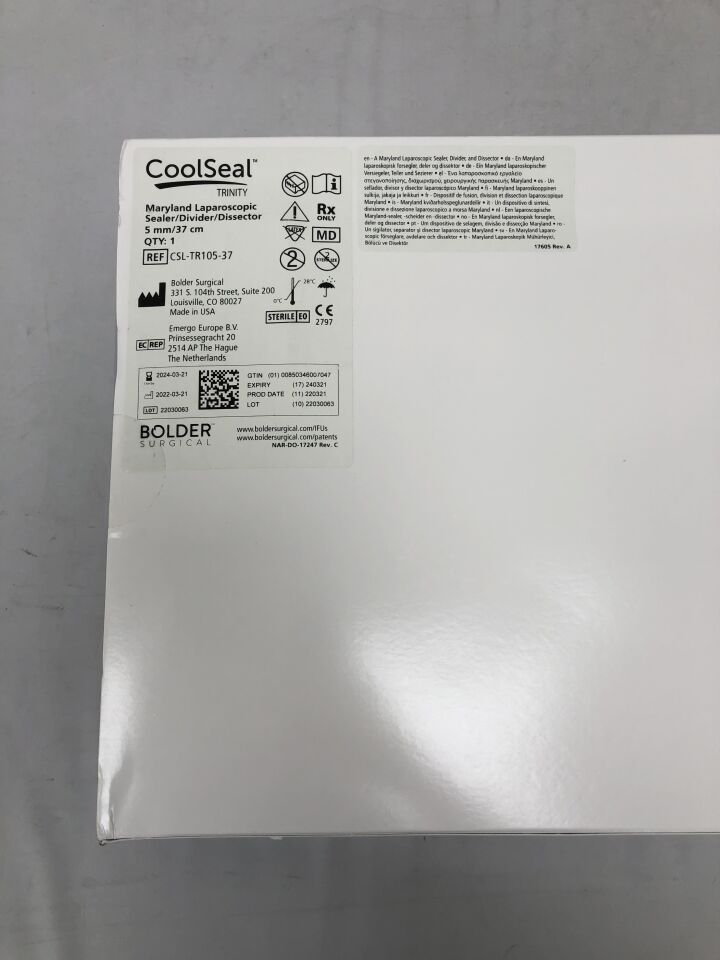 CSL-TR105-37 - BOLDER SURGICAL - CoolSeal Trinity Maryland Laproscopic Sealer, 5mm, (BX/1) - ( Expiry Date: 2025-01-08 )