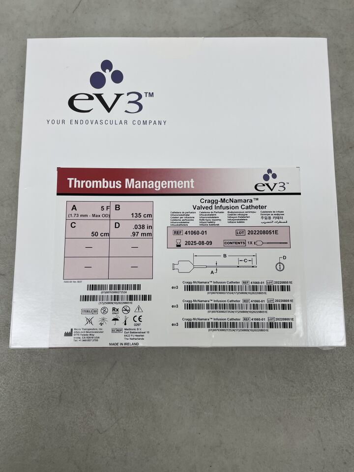 41060-01 - EV3 - ev3 Cragg-McNamara Valved Infusion Catheter, 5F x 135cm x 50cm x .038", (BX/1) - ( Expiry Date: 2025-08-09 )