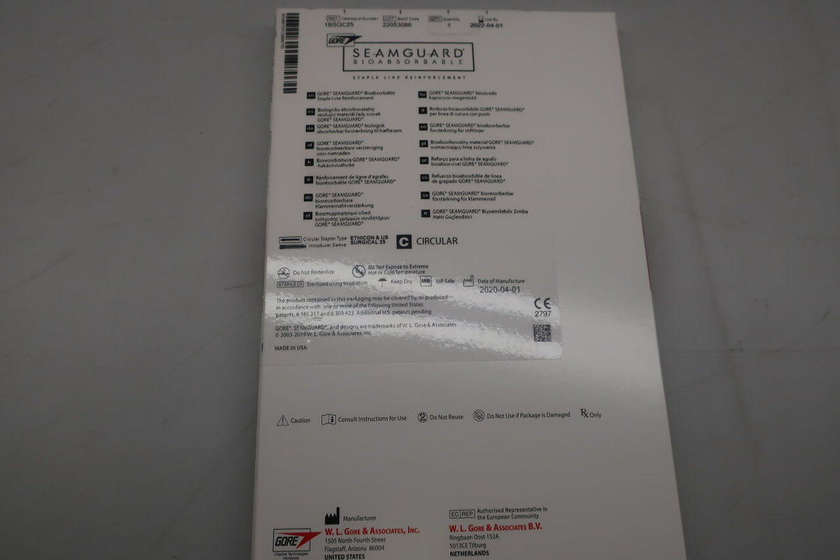 1BSGC25 - GORE - Seamguard Staple Line Reinforcement, Circular Stapler Type, Introducer Sleeve, Ethicon and US Surgical 25, (BX/1)