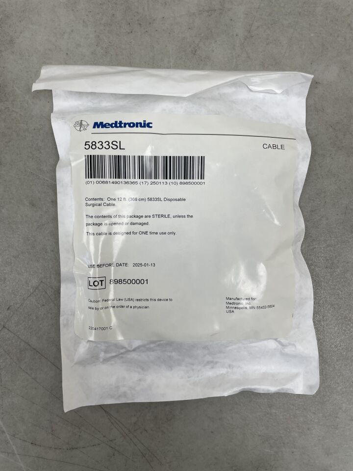 5833SL - MEDTRONIC - 12' Disposable Surgical Cable, Small Clip, Long, (EA) - ( Expiry Date: 2025-01-13 )
