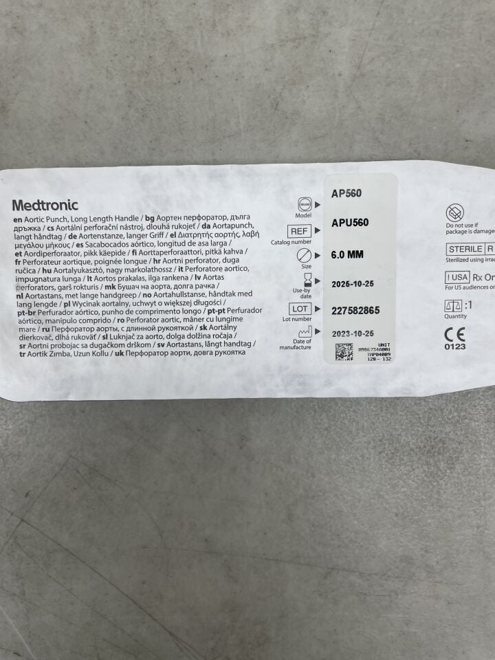 APU560 - MEDTRONIC - Aortic Punch, Long Handle 6.0mm, (EA) - ( Expiry Date: 2025-10-25 )