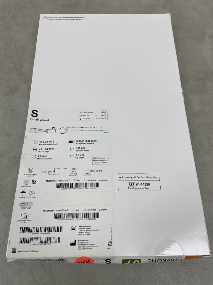 H1-S - MEDTRONIC - HawkOne S 6F Directional Atherectomy System, (BX/1) - ( Expiry Date: 2025-06-07 )