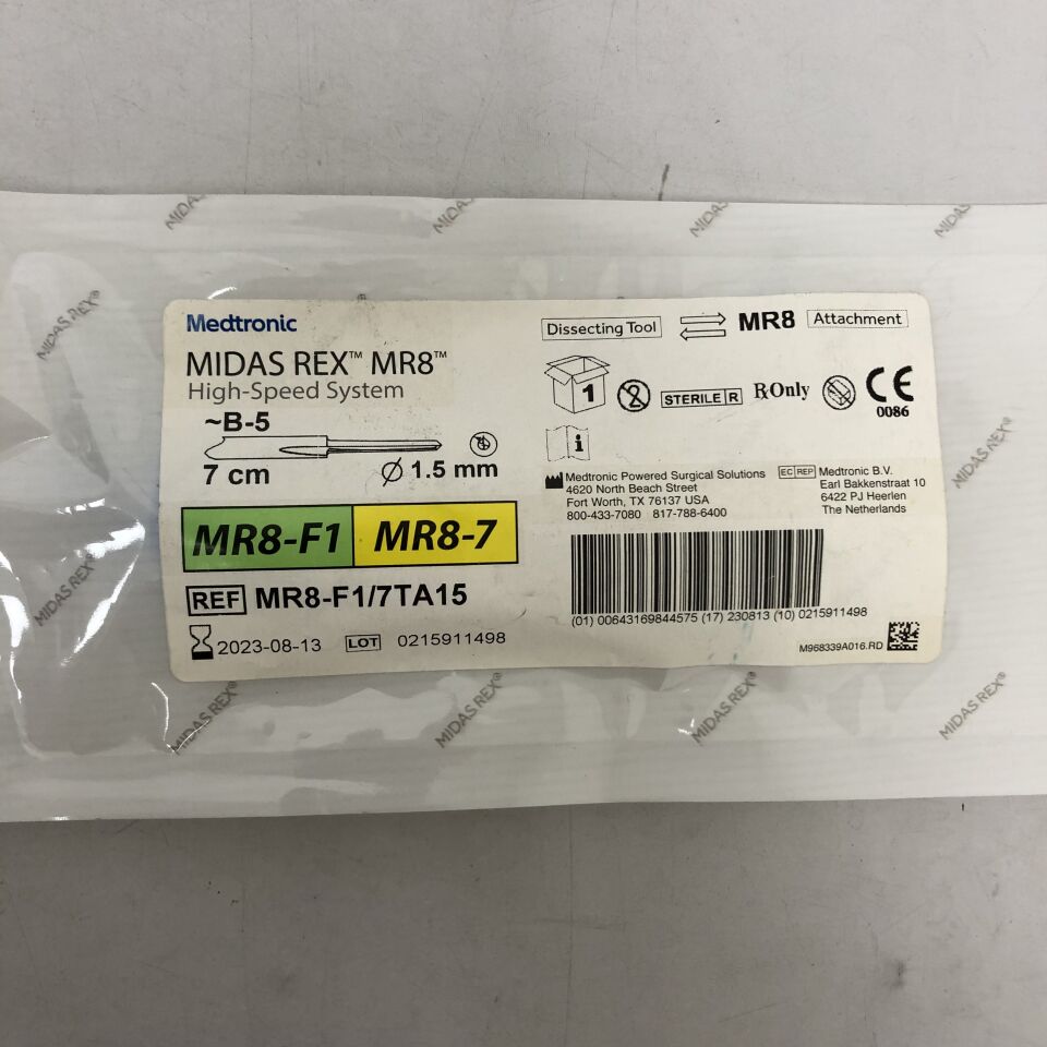 MR8-F1/7TA15 - MEDTRONIC - Midas Rex MR8 High-Speed System Dissecting Tool, MR8-F1, MR8-7, 7cm TAPERm 1.5mm, (EA) - ( Expiry Date: 2025-11-30 )