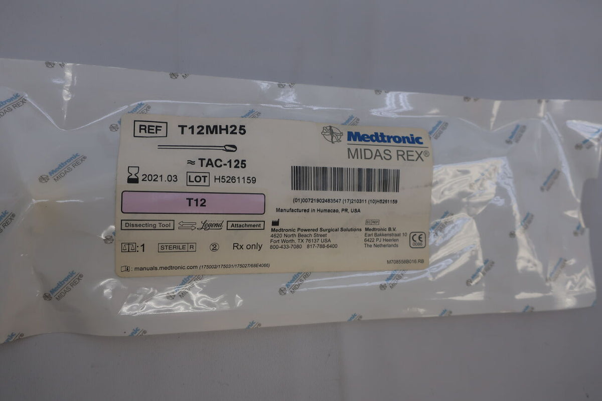 T12MH25 - MEDTRONIC - Midas Rex Match Head Fluted Cutting Burr, 2.5 mm Head Diameter, 12 cm Shaft Length, (EA)