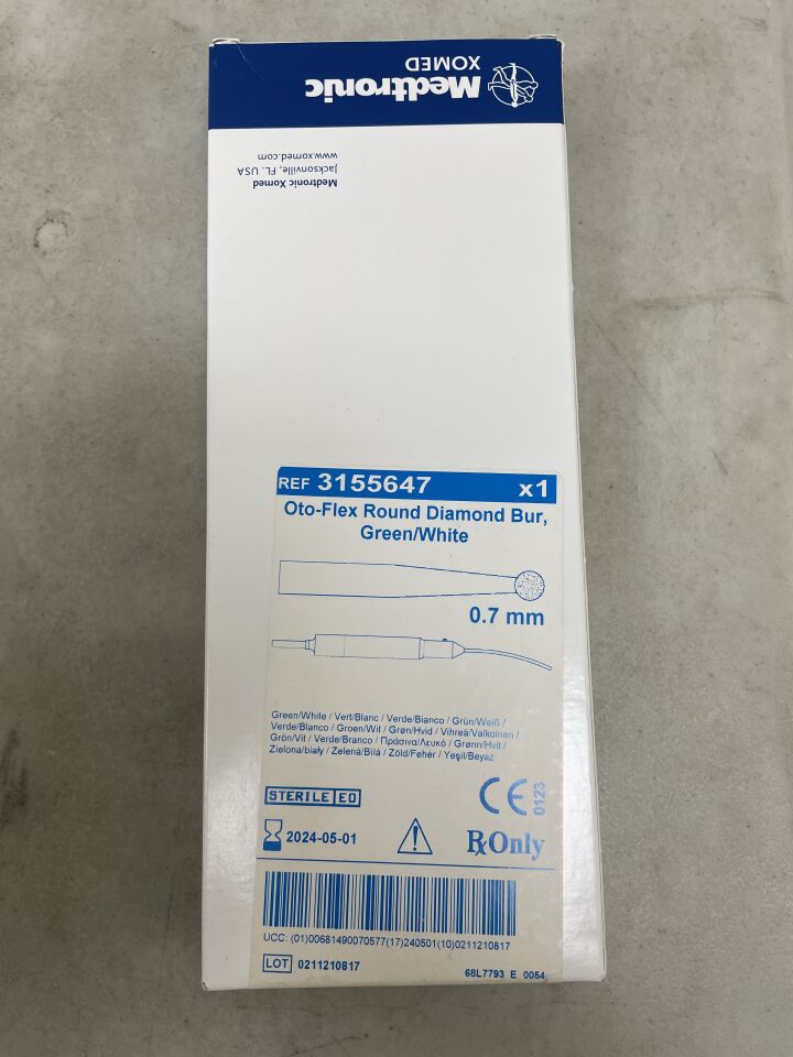 3155647 - MEDTRONIC - Skeeter Carbide Diamond Oto-Flex Burr, Green/White, 0.7 dia. x 98 mm Length, (BX/1) - ( Expiry Date: 2024-05-01 )