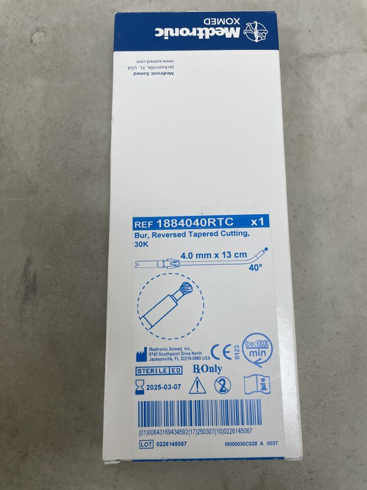 1884040RTC - MEDTRONIC - 30K Reverse Tapered Cutting Bur for StraightShot M5, 4mm x 13cm, 40 Degree, (BX/1) - ( Expiry Date: 2025-03-07 )