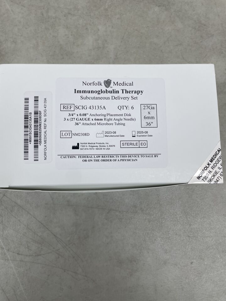 SCIG 43135A - NORFOLK MEDICAL - Clearview Needle Extension Set, 27 G x 36", 6 mm Needle, 3-Site, (BX/6)
