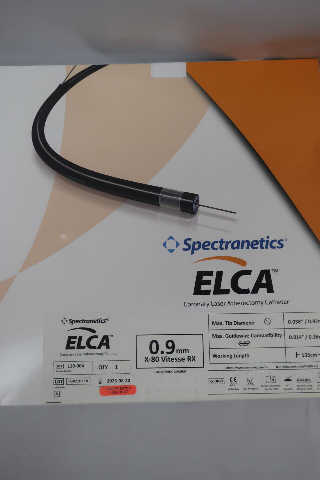 110-004 - SPECTRANETICS - ELCA Coronary Laser Atherectomy Catheter - X-80 Vitesse RX - 0.9mm x 135cm, () - ( Expiry Date: 2025-06-23 )