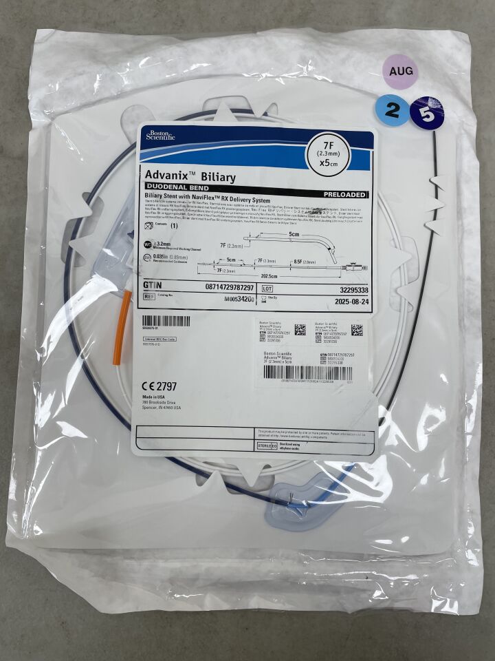 3420 - BOSTON SCIENTIFIC - Advanix Biliary Stent with Naviflex RX Delivery System, Duodenal Bend, Preloaded, 7F x 5cm, (EA) - ( Expiry Date: 2025-08-24 )