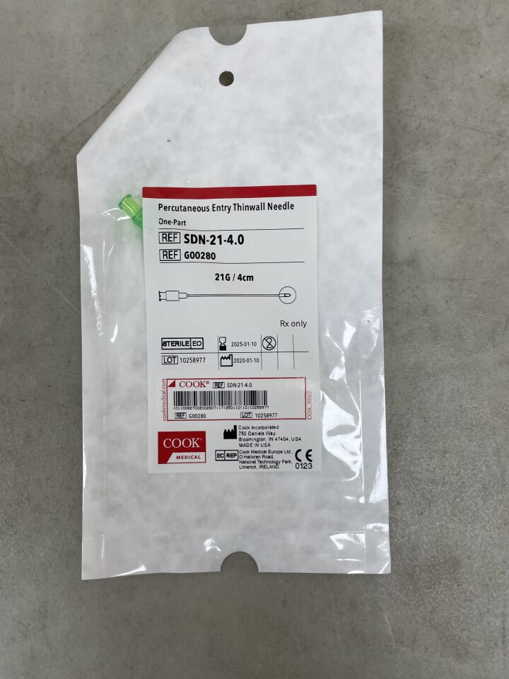G00280 - COOK - One-Part Percutaneous Entry Needle, 21G, 4 cm Length, (EA) - ( Expiry Date: 2025-01-10 )
