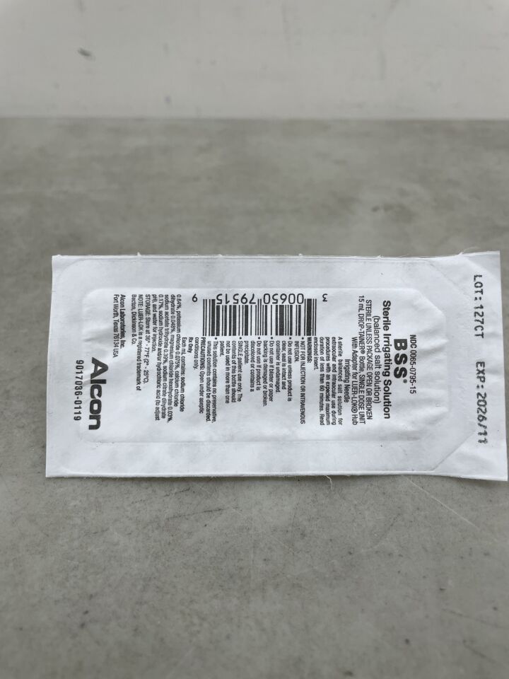 0065-0795-15 - ALCON - BSS Solución de irrigación estéril 15 ml, ( EA ) - ( Fecha de caducidad : 01/11/2026 )