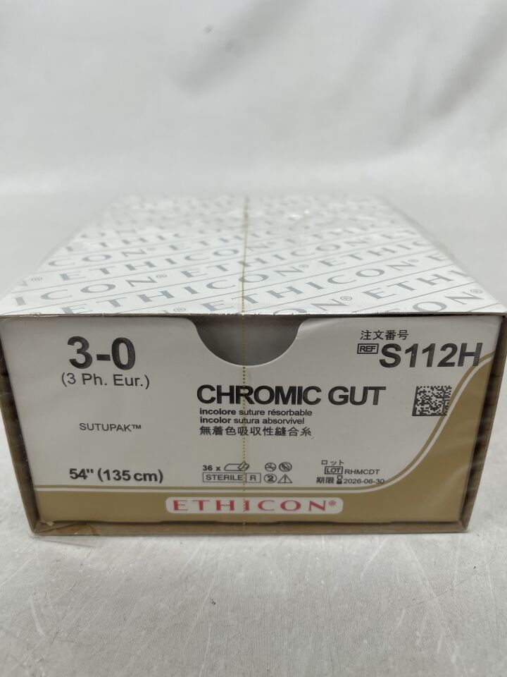S112H - ETHICON - 3-0 鉻製腸線 - s112h,(BX/36)-(有效期限:2026-06-30)