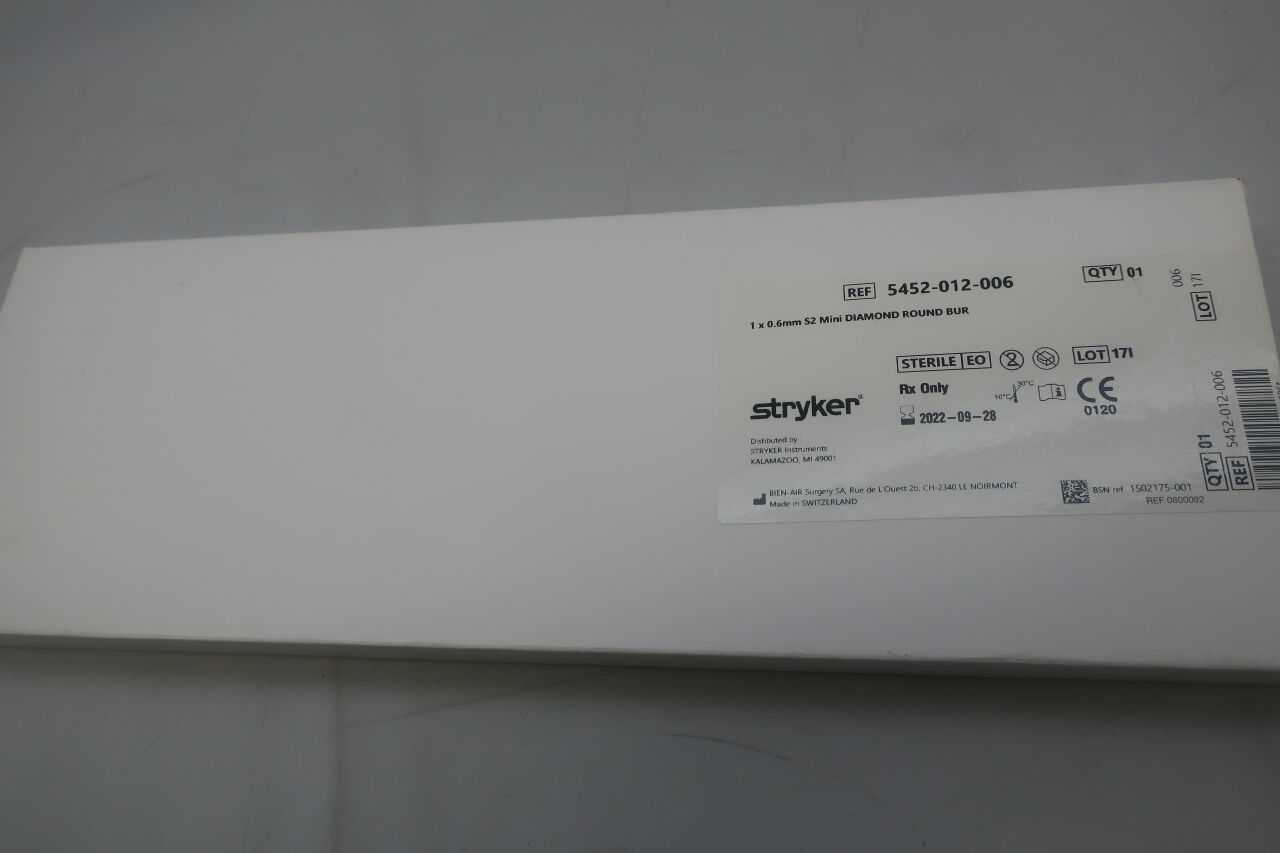 5452-012-006 - STRYKER - Cutting burr, 0.6mm dia., S2 mini diamond round burr, (BX/1) - ( Expiry Date: 2023-07-28 )