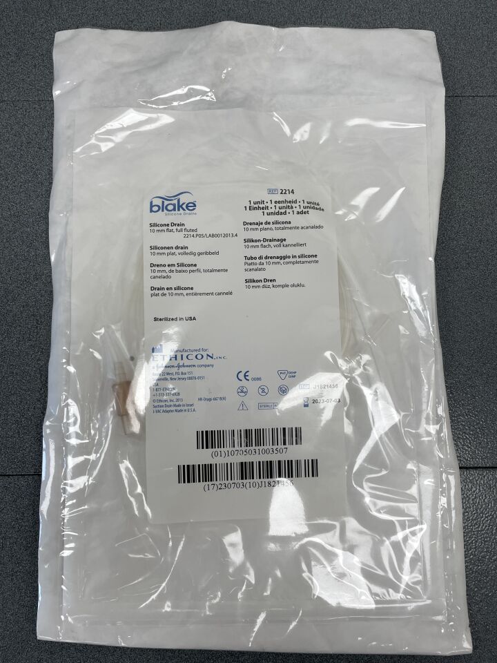 2214 - ETHICON - Blake Flat Full Fluted Silicone Drains, 10 mm, (EA) - ( Expiry Date: 2023-07-03 )