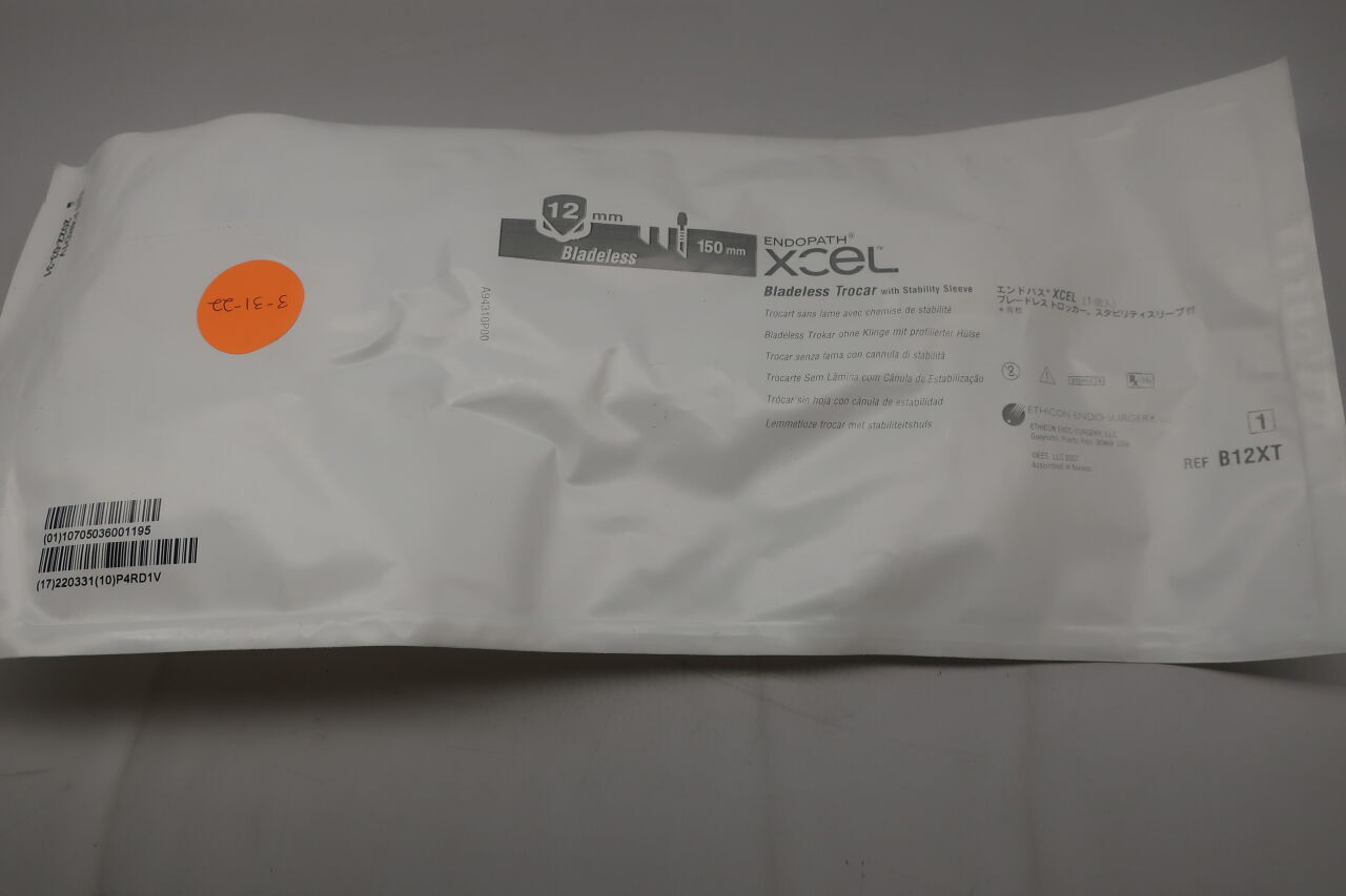 B12XT - ETHICON - Endopath Xcel Stability Sleeve Bladeless Trocar, 12 dia. x 150 mm L Shaft, (EA) - ( Expiry Date: 2025-07-31 )