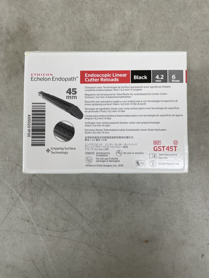 GST45T - ETHICON - Echelon Endopath Stapler Reload with Gripping Surface Technology, Black, 4.2 Open x 2.3 mm Closed Height, (BX/12) - ( Expiry Date: 2025-06-30 )