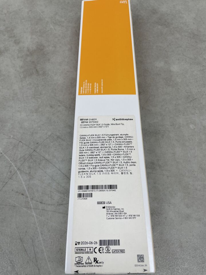 14859 - SMITH & NEPHEW - Cannu-Flex Silk 1.5 Guide Wire, Blunt Tip, 1.5mm x 305mm , ( BX/1 ) - ( Expiry Date : 2026-06-26 )