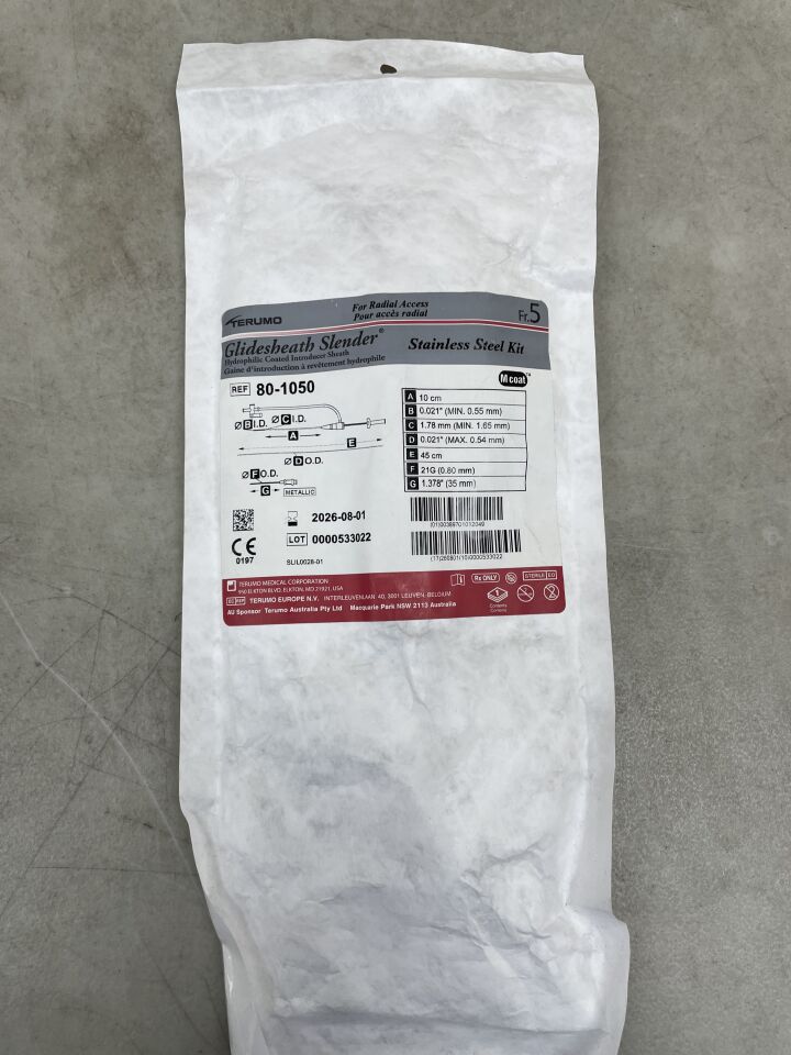 80-1050 - TERUMO - GlideSheath Slender SS-Kit 5F x 10cm, 21G, (EA) - (有效期限至:2026-08-01)