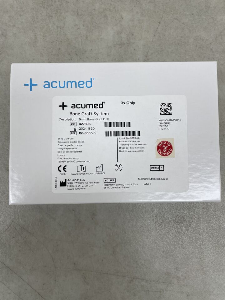 BG-8006-S - ACUMED - 6mm Bone Graft Drill, (BX/1) - ( Expiry Date: 2024-11-30 )
