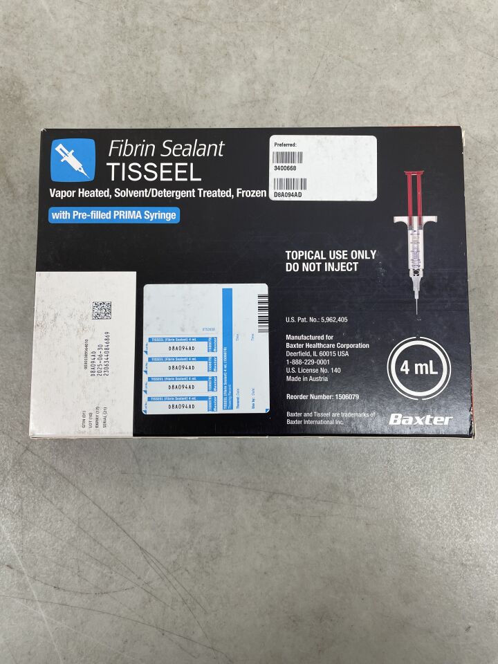 1506079 - BAXTER - Tisseel (Fibrin Sealant) 4ml w/Pre-Filled Prima Syringe (NOT FROZEN)
, () - ( Expiry Date: 2025-06-30 )