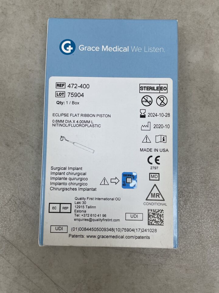 472-400 - GRACE MEDICAL - Eclipse Flat Ribbon Piston Stapes Prosthesis, Nitinol/FLPL 0.6mm x 4.0mm, (BX/1) - ( Expiry Date: 2024-10-28 )