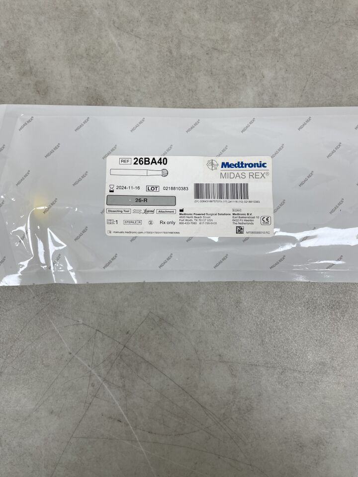 26BA40 - MEDTRONIC - Midas Rex MR8 Ball Fluted Cutting Burr, 4 mm Head Diameter, 26 cm Shaft Length, (EA) - ( Expiry Date: 2024-11-16 )