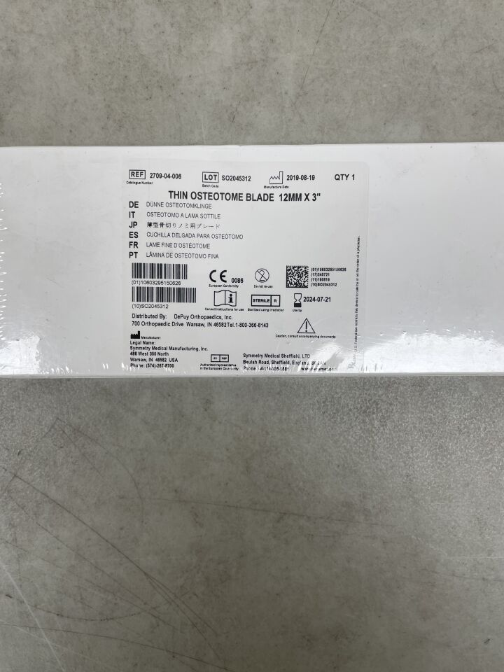 2709-04-006 - SYMMETRY SURGICAL - Thin Osteotome Blade, 12mm x 3" , (BX/1) - ( Expiry Date: 2024-07-21 )