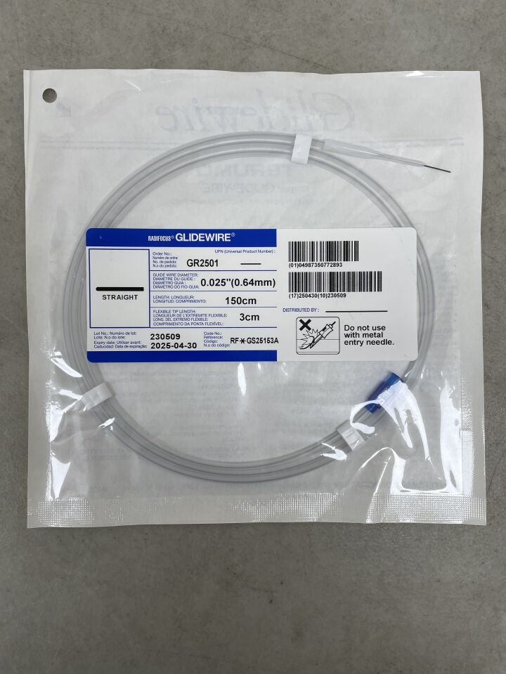 GR2501 - TERUMO - Radifocus Glidewire - Straight - .025" x 150cm x 3cm
, () - ( Expiry Date: 2025-04-30 )
