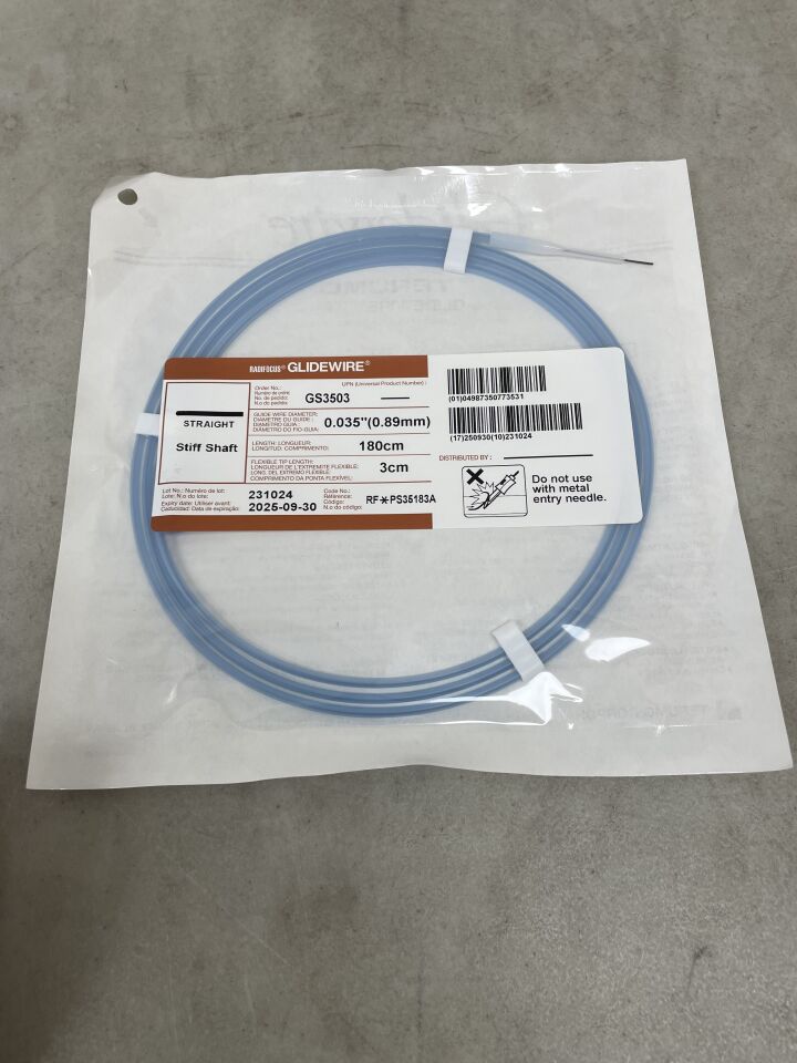 GS3503 - TERUMO - Radifocus Glidewire - Straight Stiff Shaft - .035" x 180cm x 3cm
, () - ( Expiry Date: 2025-06-30 )