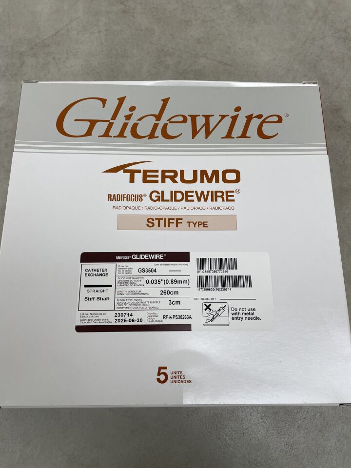GS3504 - TERUMO - Radifocus Glidewire - Straight, Stiff Shaft - .035" x 260cm x 3cm
, () - ( Expiry Date: 2025-06-30 )