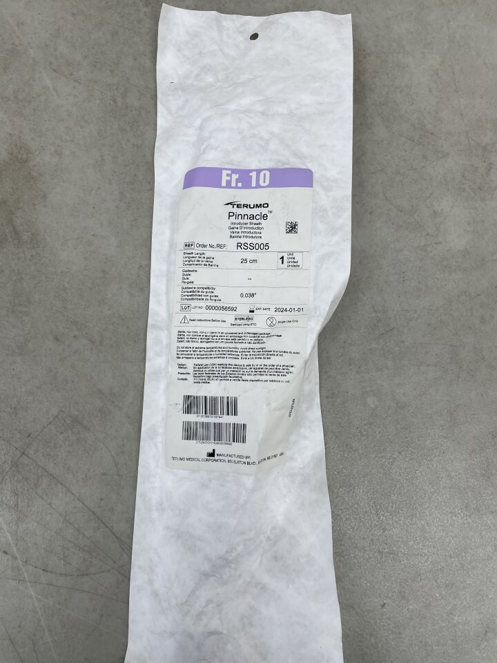 RSS005 - TERUMO - Pinnacle Peripheral Introducer Sheath 10F x 25cm, (EA) - ( Expiry Date: 2024-01-01 )