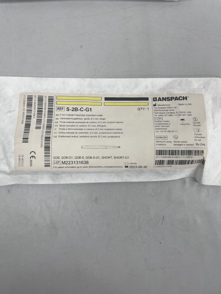 S-2B-C-G1 - ANSPACH - 2 mm Carbide Fluted Ball, Extended Length cutting burr, (EA) - ( Expiry Date: 2024-03-18 )