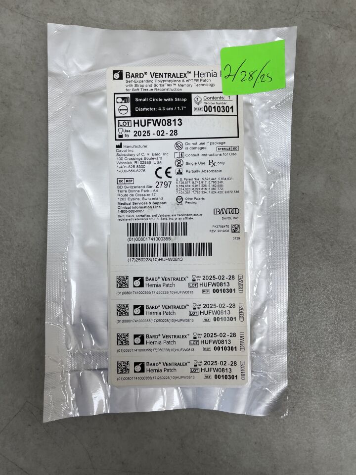 10301 - BARD - Ventralex Hernia Patch, Small Circle w/Strap 4.3cm, (EA) - ( Expiry Date: 2025-02-28 )