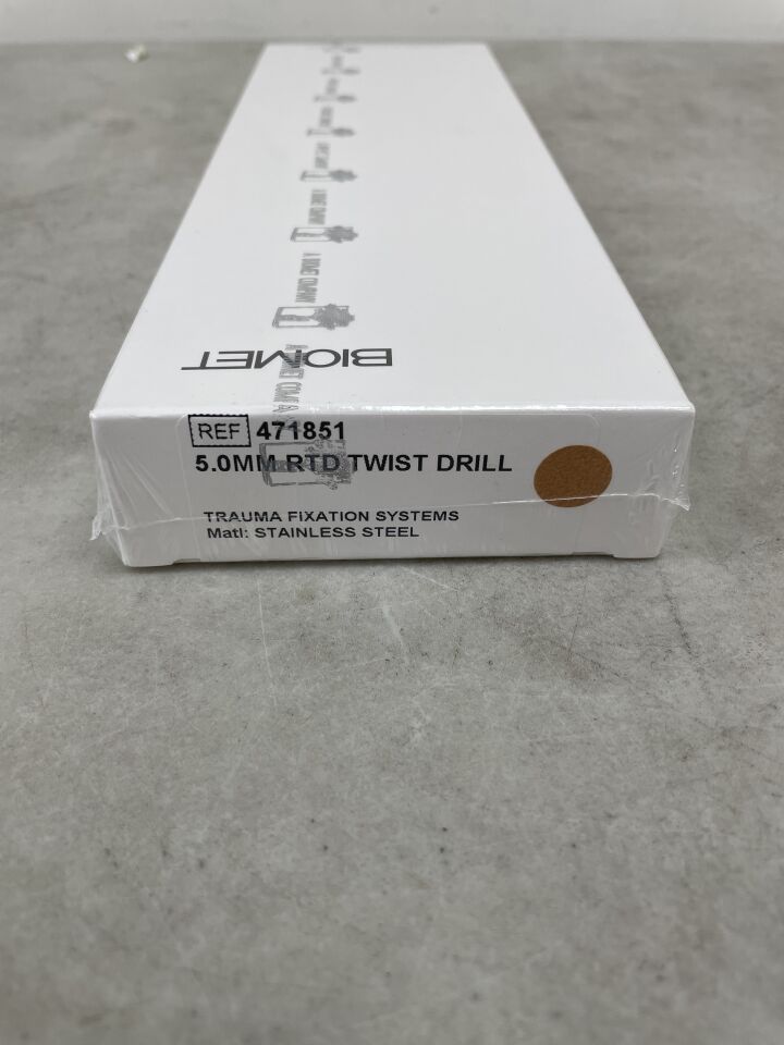 471851 - BIOMET - 5.0mm rtd twist drill trauma fixation system, (BX/1) - ( Expiry Date: 2025-07-01 )