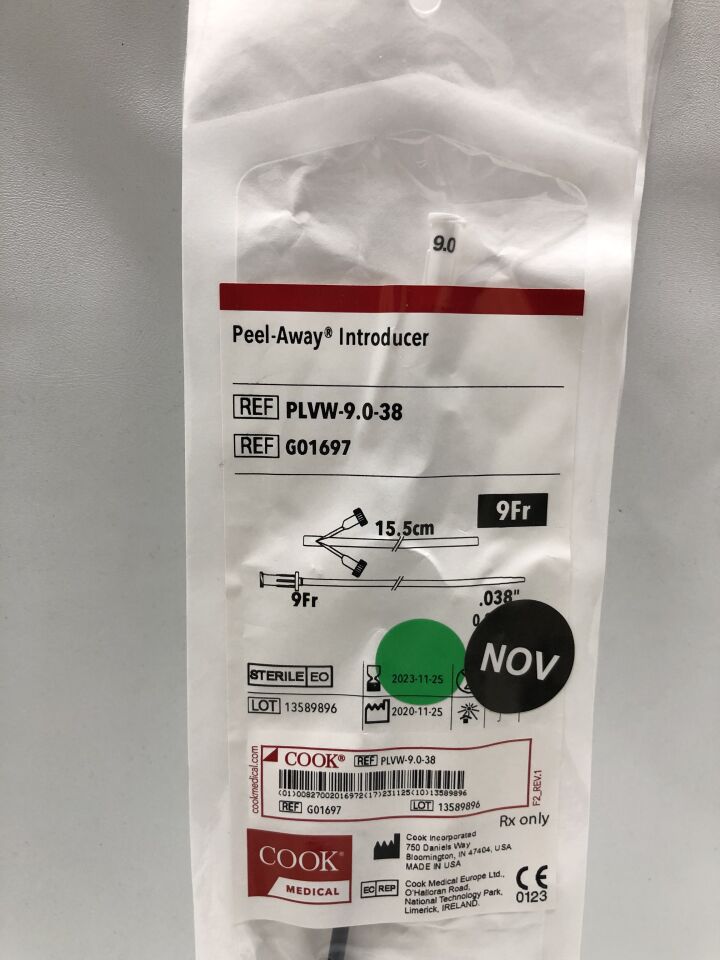 G01697 - COOK - Peel-Away Sheath Introducer, 9 Fr Size, (EA) - ( Expiry Date: 2025-01-28 )