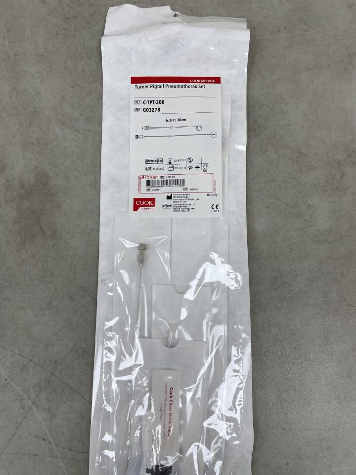 G03278 - COOK - Turner Pigtail Pneumothorax Set 6.3F x 20cm, 18G, (EA) - ( Expiry Date: 2025-05-01 )