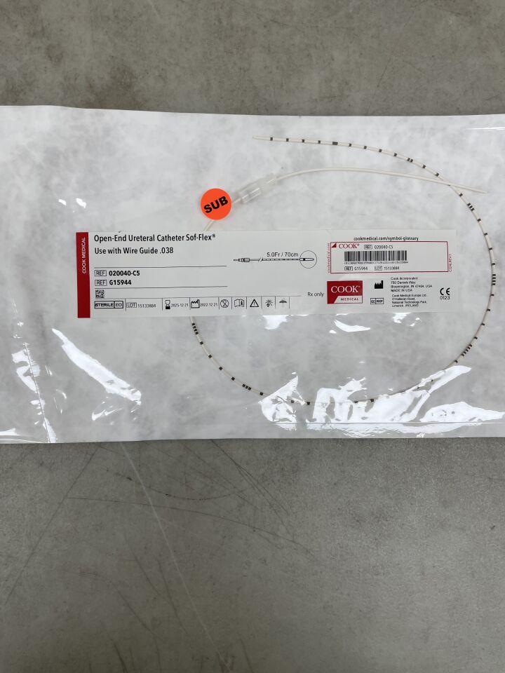 G15944 - COOK - Open-End Ureteral Catheter Sof-Flex 5F x 70cm, 0.040", (EA) - ( Expiry Date: 2025-12-21 )