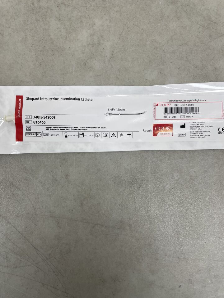 G16465 - COOK - Shepard Intrauterine Insemination Set 5.4F x 20cm, (EA) - ( Expiry Date: 2025-06-29 )