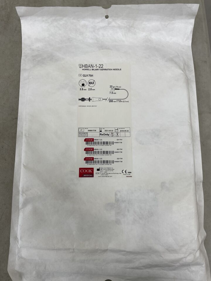 G21791 - COOK - Howell Biliary Aspiration Needle - 7Fr x 200cm x 22G, (EA) - ( Expiry Date: 2021-05-22 )