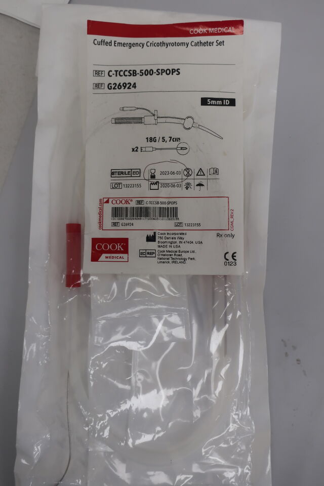 G26924 - COOK - Cuffed Emergency Cricothyrotomy Catheter Set 5mm, (EA) - ( Expiry Date: 2025-09-16 )