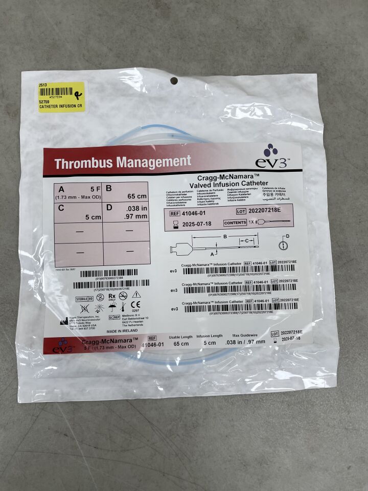 41046-01 - EV3 - Cragg-McNamara Valved Infusion Catheter 5F x 65cm x 5cm, (EA) - ( Expiry Date: 2025-07-18 )