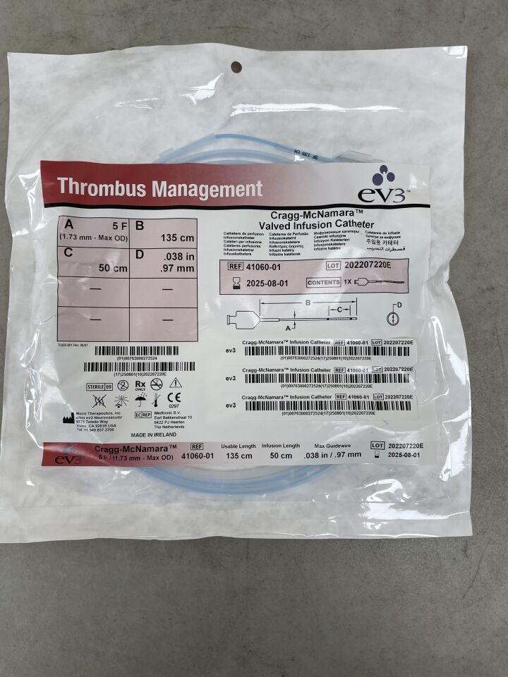 41060-01 - EV3 - Cragg-McNamara Valved Infusion Catheter 5F x 135cm x 50cm, (EA) - ( Expiry Date: 2025-08-01 )
