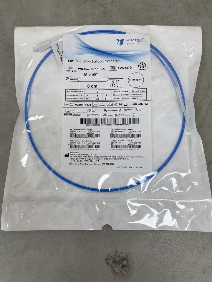 FWB-06/80-6/18-S - MICRO-TECH - ABC Dilatation Balloon Catheter, Fixed-Wire Esophageal 6mm x 8cm, 180cm, (EA) - ( Expiry Date: 2025-07-13 )