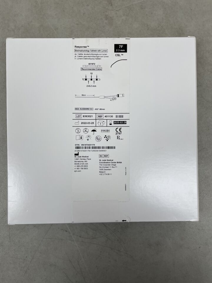 401130 - ST JUDE MEDICAL - Response Electrophysiology Catheter with Lumen: 7F x 65cm, CSL, (EA) - ( Expiry Date: 2024-12-31 )